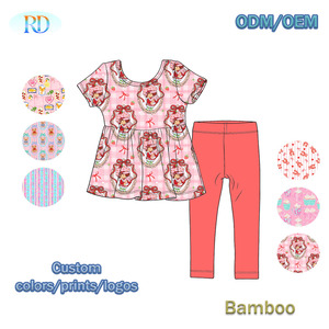Ruidian Set di <span class=keywords><strong>Abbigliamento</strong></span> per Bambini in Due Pezzi con Stampa Cartoon Personalizzata, Completo in Fibra di Bambù per Bambine, <span class=keywords><strong>Abbigliamento</strong></span> Boutique per Neonati - Product Image 6