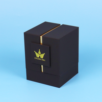 Boîte cadeau mystère en carton rigide de luxe pour femme, avec dorure or personnalisée, double porte, pour flacon de parfum.