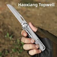 Edelstahl Taschenmesser mit Schere, Tragbares Multifunktionswerkzeug mit Sandgestrahlter Oberfläche für Camping, Outdoor, Notfälle und Täglichen Gebrauch