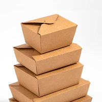 Boîte en papier kraft brun pour emballages de restauration rapide, pliable, recyclable, pour sandwichs au poulet frit, salades, en-cas, hamburgers français