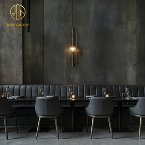 Ensemble de mobilier industriel en cuir noir facile à nettoyer pour restaurant de restauration rapide, <span class=keywords><strong>table</strong></span> et chaises, banquette et bancs de coin - Product Image 5