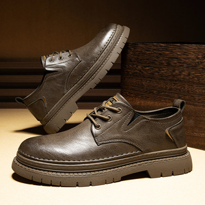 Botas de Combate para Hombre, Punta Redonda, Tacón Plano, Forro de Felpa, Suela de Goma Antideslizante, Detalle de Remaches, Estilo de Color Sólido - Product Image 4