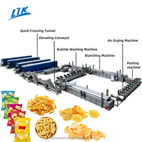 Commerciële productielijn voor het verwerken van frieten, inclusief technologie voor het snijden en frituren van aardappelchips en een machine systeem voor de fabricage.