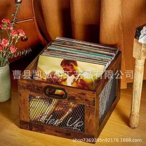 Wooden <b>record</b> <b>holder</b>, classic cube <b>record</b> organizer, brown vinyl <b>record</b> rack - Product Image 4