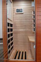 Pengiriman Cepat AS Ruang Sauna Tradisional Dalam Ruangan Kontrol Digital Kayu Solid Sauna Inframerah Jauh 0.8KW Kabin Sauna Uap Kering