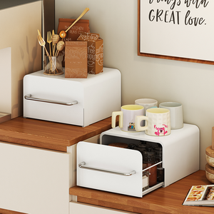 Mini Estante Apilable <span class=keywords><strong>para</strong></span> <span class=keywords><strong>Tazas</strong></span> Blanco con Cajón Extraíble, Soporte <span class=keywords><strong>para</strong></span> <span class=keywords><strong>Tazas</strong></span> <span class=keywords><strong>para</strong></span> Gabinete de Cocina, Ahorro de Espacio, Duradero, Comercial, Compra a Granel, Directo de Fábrica - Product Image 6