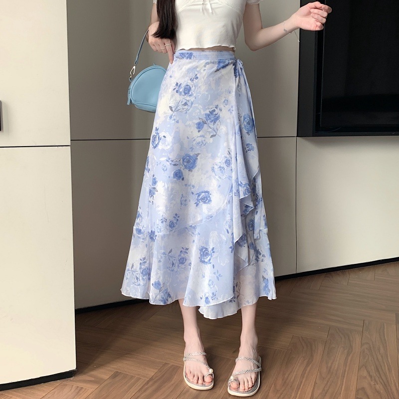 【美品】ミューラル／Spacious sheer wrap skirt　24年 Amazon.com: Women Elegant High Waist Maxi Skirt Ruched