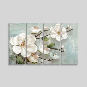 Magnolia Blossom <b>Canvas</b> Print: Soft Ivory Floral <b>Wall</b> Art,SET OF 4 <b>CANVAS</b> - Product Image 2