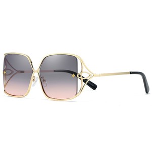 Mùa hè lớn khung cắt cạnh kính mát kim loại giản dị phụ nữ thời trang xu hướng Kính mát tinh tế - Product Image 3