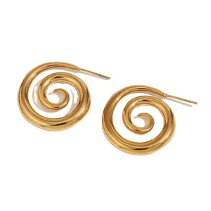 Wholesale Spiral Thread Exaggerated Winding Stud Earrings 18 k Gold Plated Stainless Steel Jewelry For Women