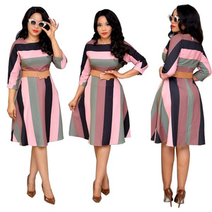 Offre Spéciale Afrique Robes Pour Les femmes Bonne Qualité Numérique Impression Couture <span class=keywords><strong>Grande</strong></span> Taille Banlieue Robe Avec Ceinture - Product Image 3