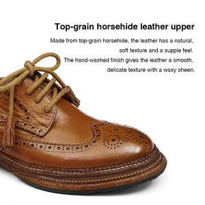 Chaussures Oxford en cuir de cheval de luxe, style britannique, confortables, respirantes, antidérapantes, avec semelle Goodyear, pour un look décontracté et professionnel, personnalisables OEM. - Product Image 2