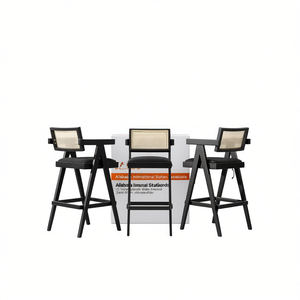 Milan 29.5 - Juego de 3 taburetes de bar modernos de resina con brazos, color negro ébano - Product Image 1