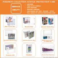 Étui de présentation en acrylique à coins arrondis et design sécurisé, avec fermeture magnétique puissante, idéal pour la protection premium des cartes Pokémon ETB de collection.