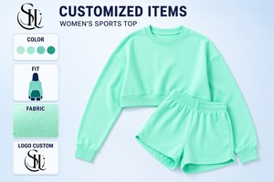 Ensemble 2 pièces personnalisé avec logo pour femme, collection automne 2026, marque privée, sweat-shirt et short taille haute, tenue de détente, yoga, gym, jogging - Product Image 4