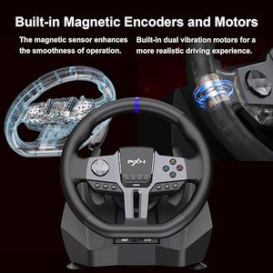 Volant de course PXN-V9 Gen2 en gros - 270° et 900° °   Volant de simulation de course avec <span class=keywords><strong>3</strong></span> pédales, levier de vitesses en H, prise en charge de l'application et retour de vibrations - Product Image 3
