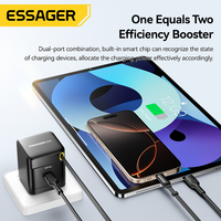 Chargeur USB-C GaN ESSAGER G652CU Série 65W avec câble USB-C intégré