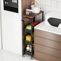 Chariot roulant étroit peu encombrant avec roulettes verrouillables, étagère de rangement domestique multi-niveaux pour l'organisation des espaces restreints