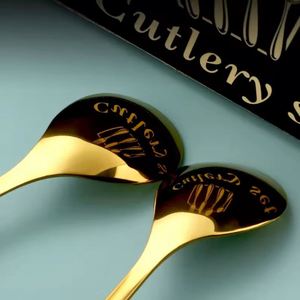 Custom Wholesale Customized Cute Silver <b>Cutlery</b> Stainless Steel Flatware Cartoon Santa Claus Gold Fork and Spoon <b>Set</b> - Product Image 4