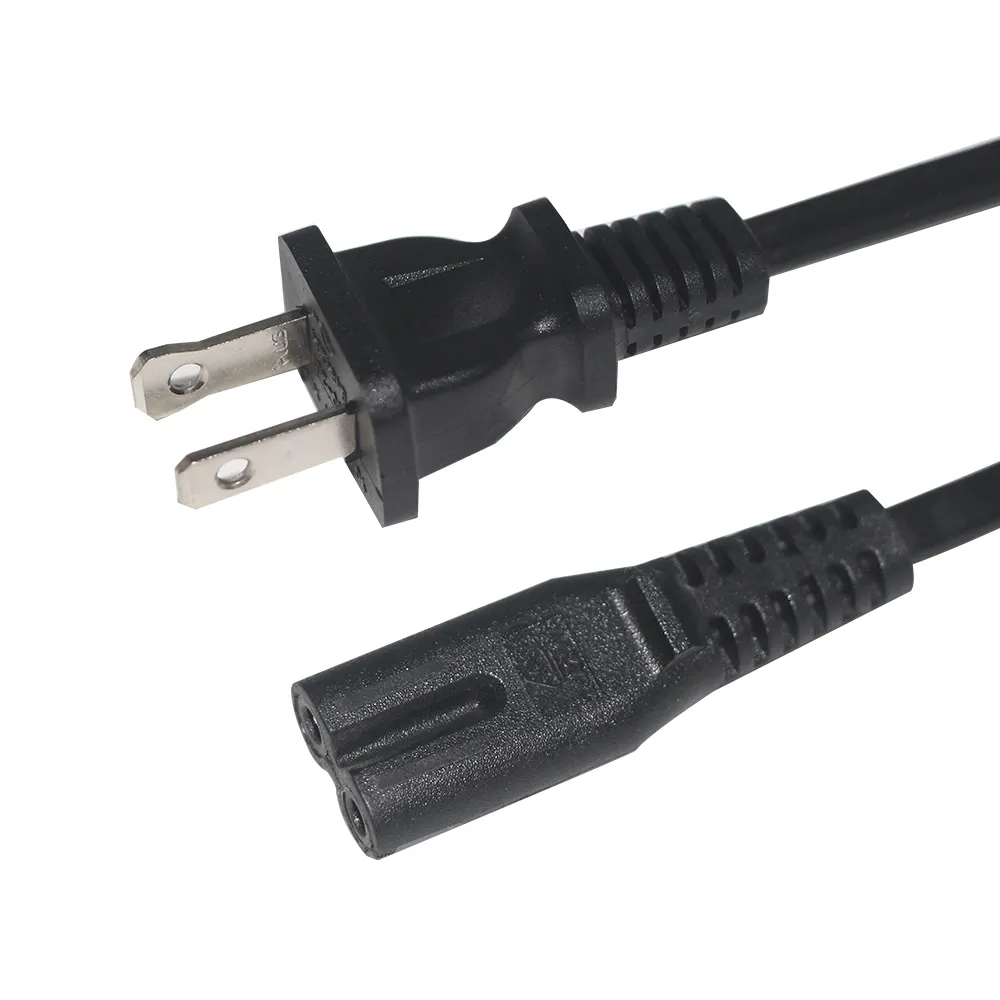 Polarize erkek konnektör Ac fiş 110v kablo düzleştirici abd amerikan abd 2 Pin IEC C7 güç kablosu