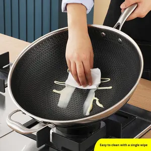 Utensilios de Cocina Personalizados HENGCW, <span class=keywords><strong>Wok</strong></span> de Acero Inoxidable 316L, Sartén Antiadherente de Tres Capas con Base Plana Sin Recubrimiento - Product Image 2