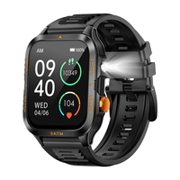 Reloj Inteligente Deportivo Económico para Exteriores con Contador de Pasos, Monitor de Ritmo Cardíaco, Llamadas Telefónicas, Esfera Cuadrada KT89, Reloj Inteligente para Hombre con Linterna