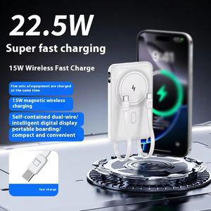 Mini banco de energía magnético inalámbrico de 10000mAh de carga súper rápida de fábrica, cargador portátil, Cable de carga incorporado - Product Image 5