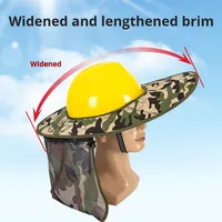 Casque de sécurité respirant camouflage à visière large pour chantier d'été, protection solaire, protection du travail en tissu