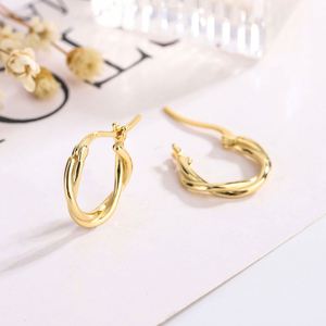 Boucles d'oreilles créoles torsadées en argent sterling 925 pour femme, avec cristaux, bijoux de luxe tendance 2020, cadeau de mariage, fête - Product Image 2