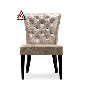 XINMOLL-Silla de comedor de terciopelo con respaldo alto, asiento tapizado con tachuelas para cocina, restaurante, dormitorio, sala de estar, color Beige - Product Image 1