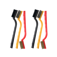 Ensemble de brosses métalliques 3 pièces-Poils en acier inoxydable avec manche incurvé pour le frottement de la rouille, de la saleté et de la peinture