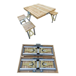 Camping En Plein Air de haute Qualité En Bois <span class=keywords><strong>Table</strong></span> de Pique-Nique Pliante avec 4 Sièges - Product Image 4