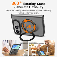 Étui de téléphone hybride magnétique ultra-fin en TPU et PC pour iPhone avec support rotatif à double anneau, finition mate, compatible OEM/ODM, toutes couleurs