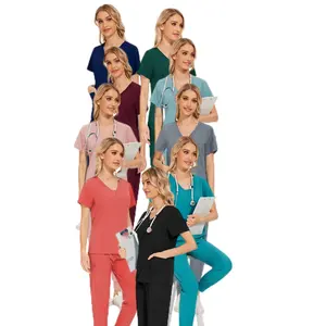 42025LW uniformi chirurgiche farmacia ospedale scrub top fichi set scrub jogger all'ingrosso scrub medico