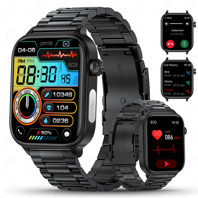 Lige BWET570 ET570 Intelligent Wrist Health Smart Watch ECG Heart Rate Blood Pressure Temperature IP68 Waterproof Smartwatch