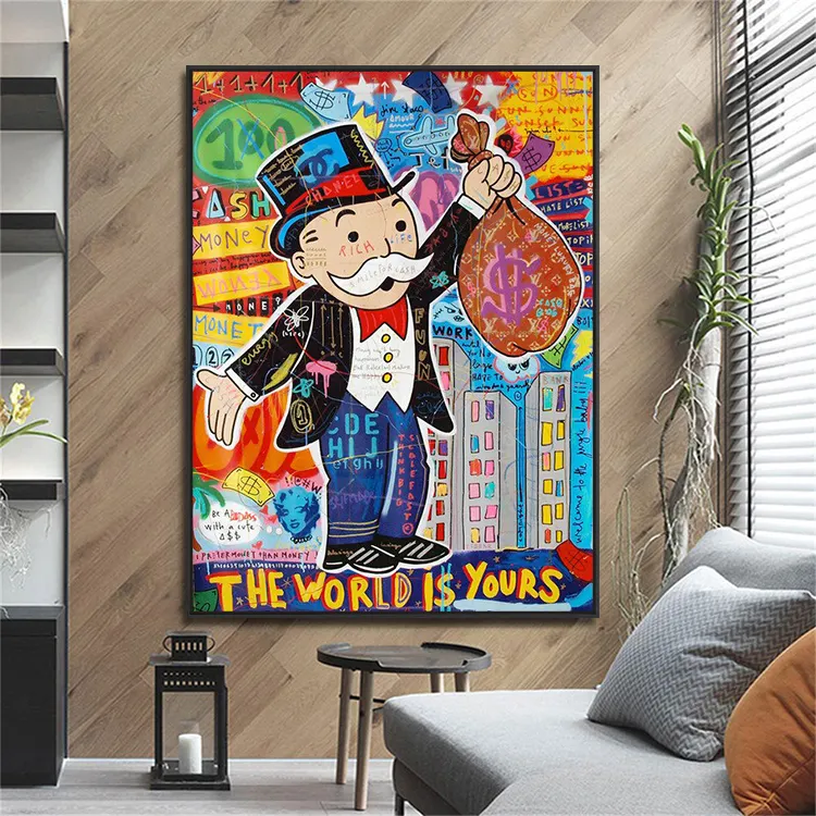 New Design Modern Picture Graffiti Wall Art Decor Alec Monopoly Oil Painting Hand Painted Canvas pop Art