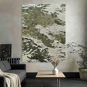 Peinture à l'huile abstraite faite à la main, tons verts mats, toile texturée, <span class=keywords><strong>art</strong></span> minimaliste Wabi Sabi <span class=keywords><strong>pour</strong></span> <span class=keywords><strong>galerie</strong></span> - Product Image 4