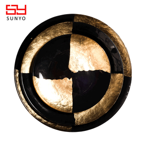 Assiette à dîner en verre <span class=keywords><strong>noir</strong></span> <span class=keywords><strong>et</strong></span> <span class=keywords><strong>or</strong></span>, 10 pouces, qualité alimentaire, passe au lave-vaisselle, vente en gros, certifiée FDA LFGB - Product Image 3
