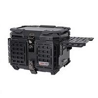 Boîte à bagages arrière pour moto et scooter en alliage d'aluminium noir blindé multifonction 45L, boîte de rangement pliable