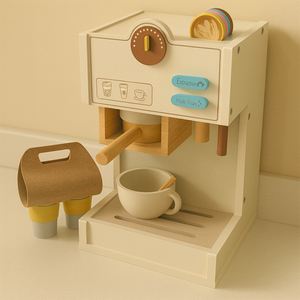 Eduland bằng gỗ MDF Đồ chơi thực phẩm mô phỏng giả vờ chơi nhà bếp đồ chơi trẻ em Mini Máy pha cà phê giáo dục sớm Đồ chơi học tập - Product Image 2