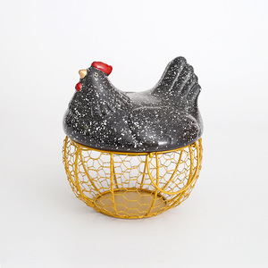 En gros en céramique paniers d'oeufs de poulet poule oeuf de rangement en métal décor à la maison - Product Image 5