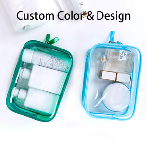 กระเป๋าเครื่องสำอางใส PVC แบบมีซิป พิมพ์โลโก้ได้  กระเป๋าใส่ของใช้ในห้องน้ำสำหรับเดินทาง  กระเป๋าเก็บเครื่องสำอางสำหรับผ่านตรวจรักษาความปลอดภัยสนามบิน ขายส่ง - Product Image 3