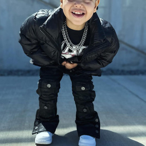 Giacca imbottitura invernale personalizzata per bambini giacca lucida calda da esterno con bolle e cerniera piumino giacca Bomber per bambini - Product Image 1
