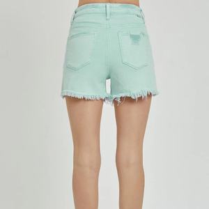 Shorts en jean décontractés d'été pour femmes, taille haute, avec double bordure décorative, nouvelle mode - Product Image 3