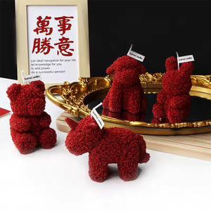 Cadeau de la Saint-Valentin en gros, ours en peluche mignon avec fleurs, bougies parfumées de luxe en cire de soja non toxique pour mariage et fête - Product Image 3