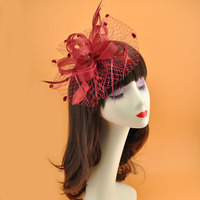 Accessoires de cheveux vintage pour mariée européenne et américaine, ornement floral en plumes pour cheveux courts, voile, coiffe de performance Cheongsam