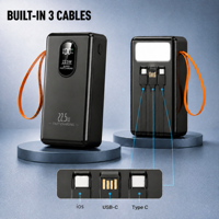 Batterie externe durable 50000 mAh avec logo personnalisé, charge rapide 22,5 W, lampe torche LED et sortie USB-C, sangle de transport pour les voyages en extérieur