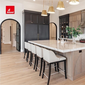 Alland מותאם אישית מוכתם & צבועים ארון שחור עם מטבח אגוז כהה מהמטבח אי מתכת רשת אי מתכת דלת לבנה - Product Image 4