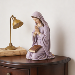 Statua religiosa della Vergine Maria inginocchiata, statuetta in resina della Beata Madre che si prega per l'altare cattolico di casa, elegante regalo spirituale - Product Image 3