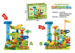 Ensemble de construction en plastique sur le thème des dinosaures et de l'espace avec circuit de billes - Ensemble de jeu unisexe - Product Image 2